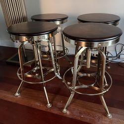 RH Restoration gHardware Toledo 1940s Inspired Bar Stools Brass and Dark wood