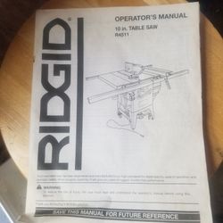 Ridgid Table Saw R4511 Manual