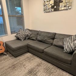 Gray Sectional Sofa with Throw Pillows