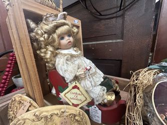 Vintage Porcelain Collectible Doll in Sleigh