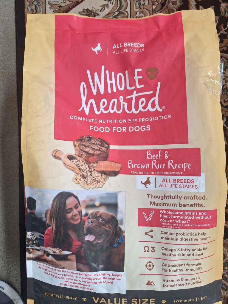 Wholehearted Dog Food 22lb Bag Beef & Brown Rice Recipe Best By 2026
