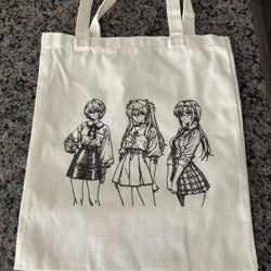 Hand drawn Evangelion Asuka, Rei, Mari Canvas Tote bag