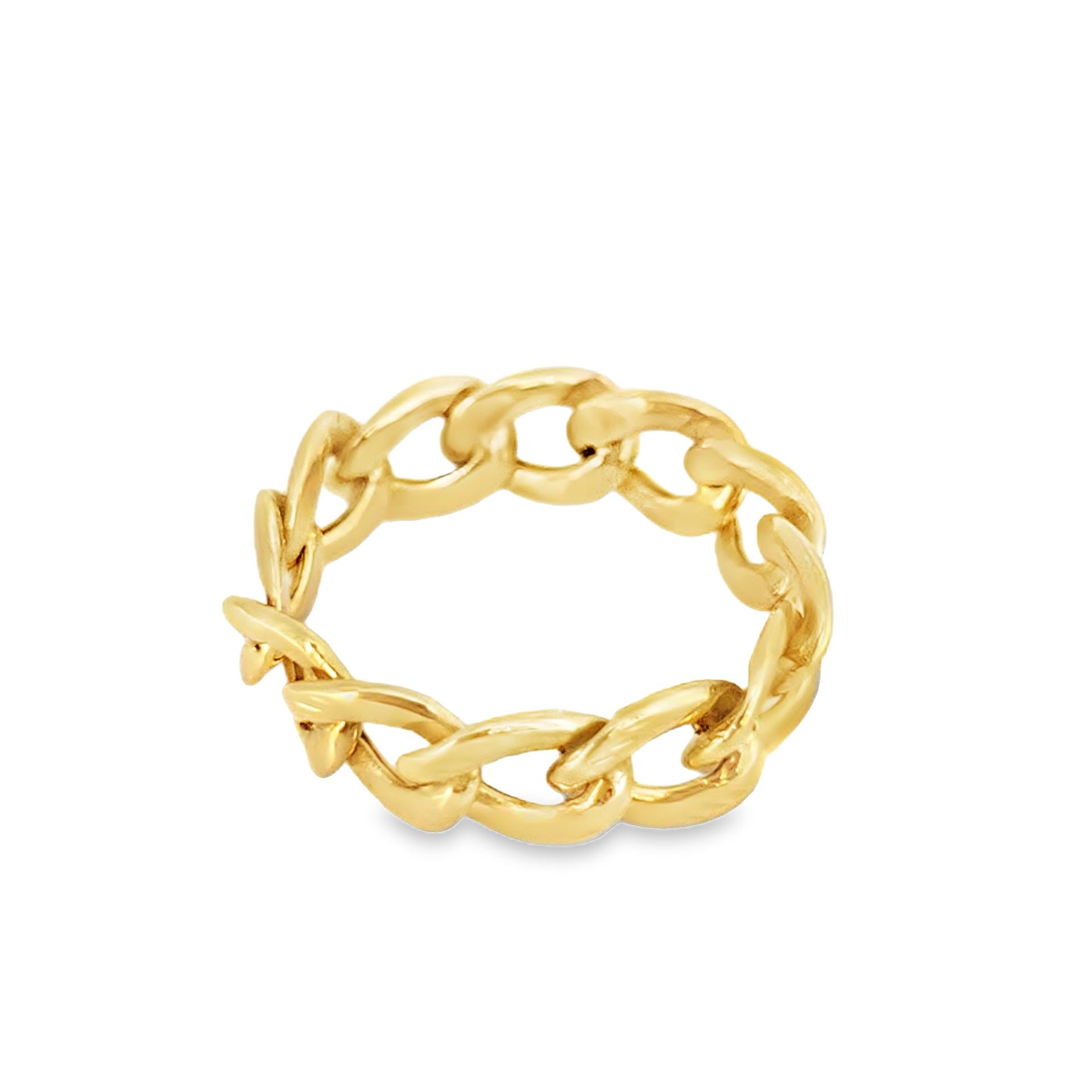 10k Yellow Gold Curb Chain Band Ring