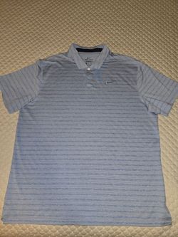 XL - Nike Mens DRI-FIT Light Blue Heathered Stripe Golf Polo. (CLEAN)