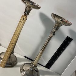 Large 15" heavy metal silver candle sticks holders