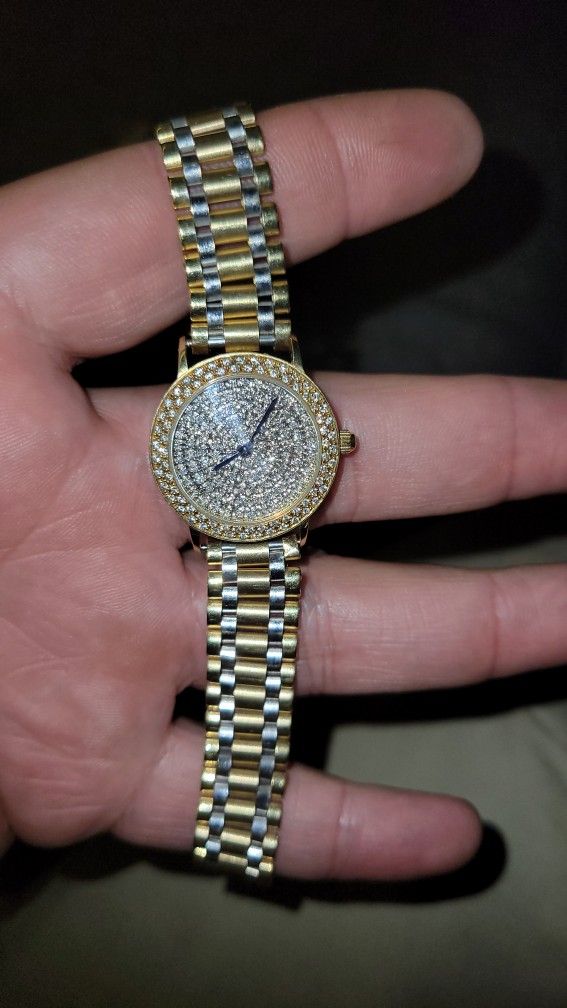 14KT VS DIAMOND SWISS WATCH ON 10KT JUBILEE BAND