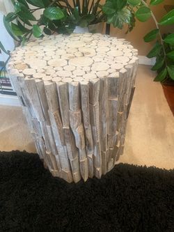 Rustic Driftwood Side Table Stool