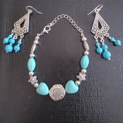 Turquoise Bracelet And Earrings