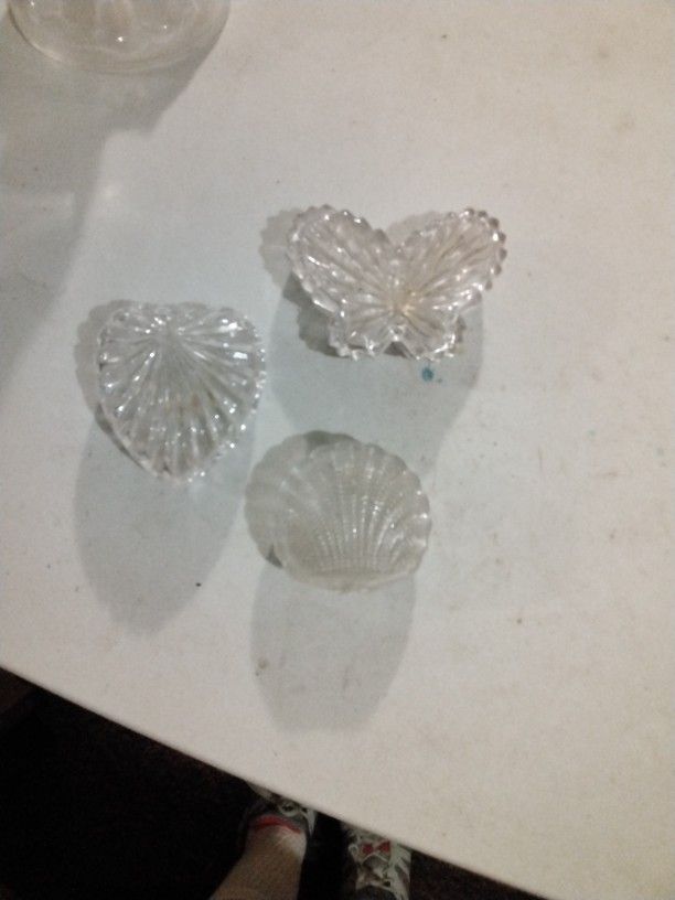 3 Lead Crystal Trinket Boxes