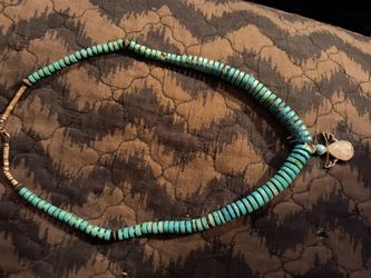 Genuine Turquoise Necklace with Angel Pendant