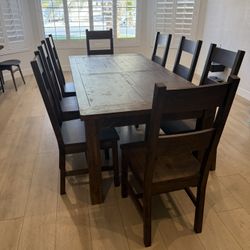 Wood Rectangular Dinning Table And Chairs 