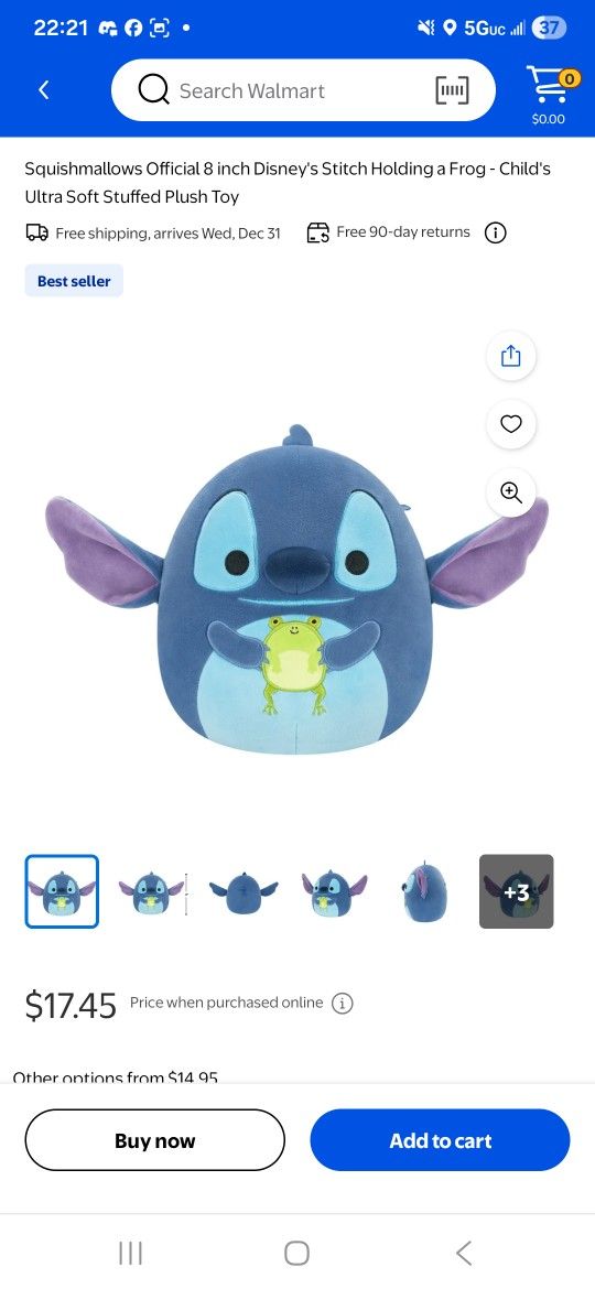 Squishmallows Official 8 inch Disney's Stitch Holding a Frog - Child's Ultra Soft Stuffed Plush Toy