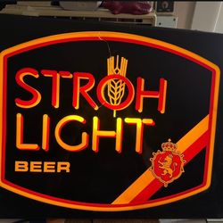 Vintage STROH LIGHT BEER Lighted Sign Stroh's