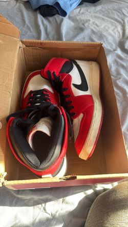Air Jordan 1 Mid Red White Black Sneakers