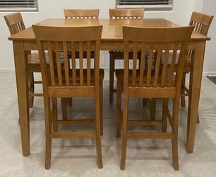 Counter Height Dining Set w/ Butterfly Leaf & 6 Chairs