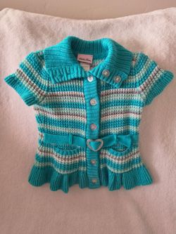 Little Lass Striped Short Sleeve Sweater 4T