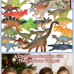 Advent Calendars 2025 Kids Dinosaur Toys, 24 Days Countdown Christmas Advent Calendars for Kids Gift with Different Dino Figure, Ideal Xmas Gift for B