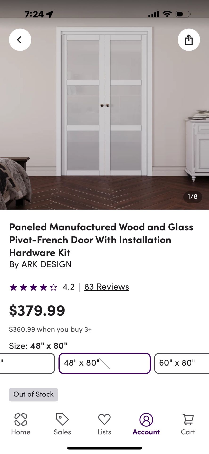 New In Box Pivot Closet Door From Wayfair