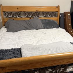 Wood bed frame sleigh bed