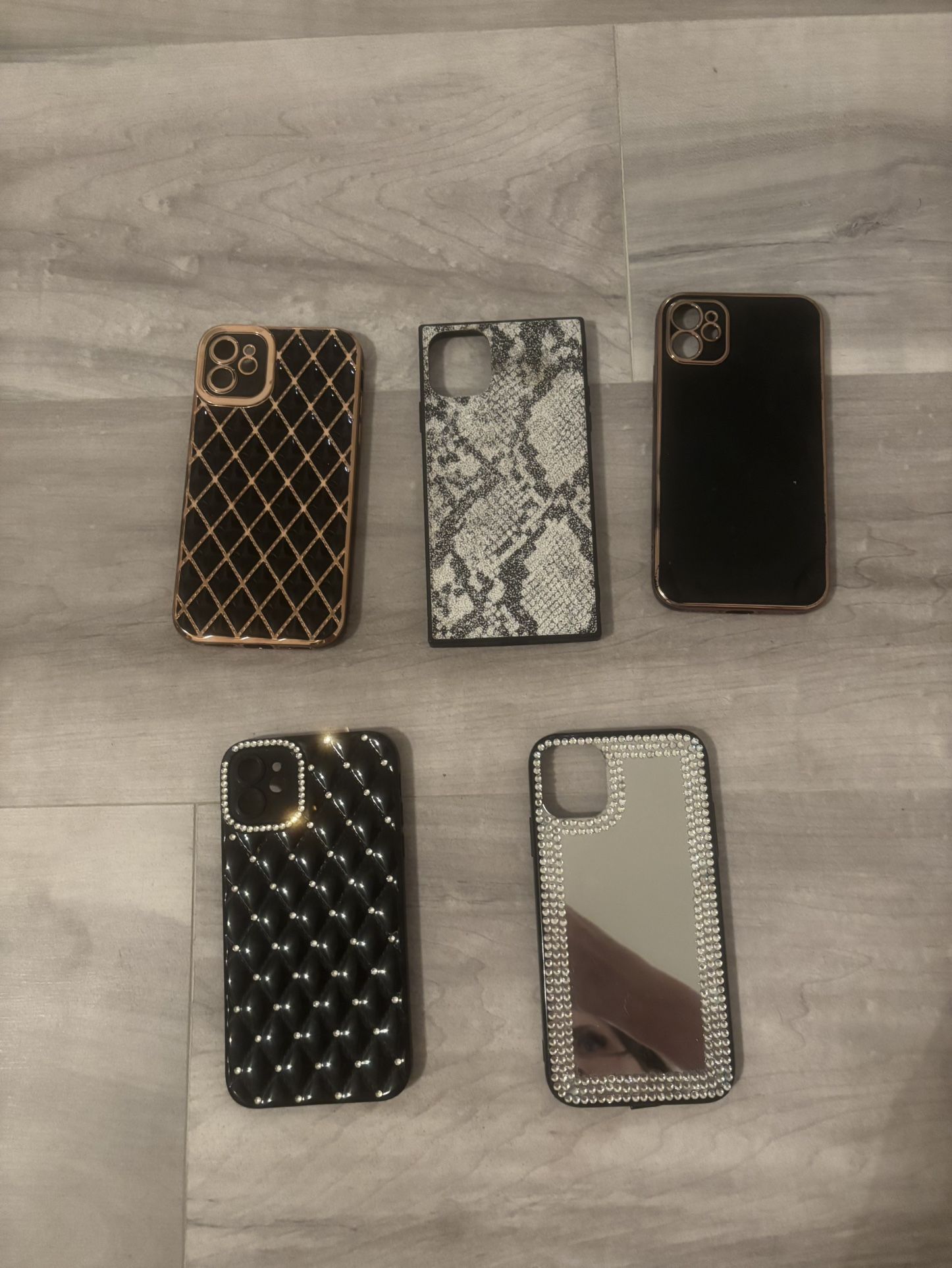 Set of 5 girly blingy iPhone 11s cases