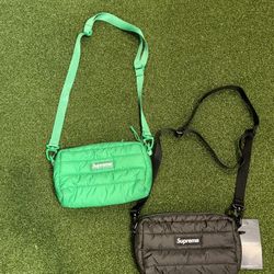 Supreme Puffer Side Bag Green & Black  (fw22)