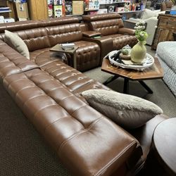 Temmpton 6 Piece Power Reclining Leather Brown Sectional Couch Set Mention Jon Green to the staff to confirm this price/offer! 🔥