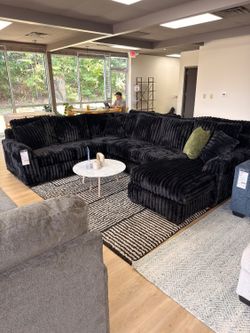 Fluffy Corduroy Sectional (Delivery Available)