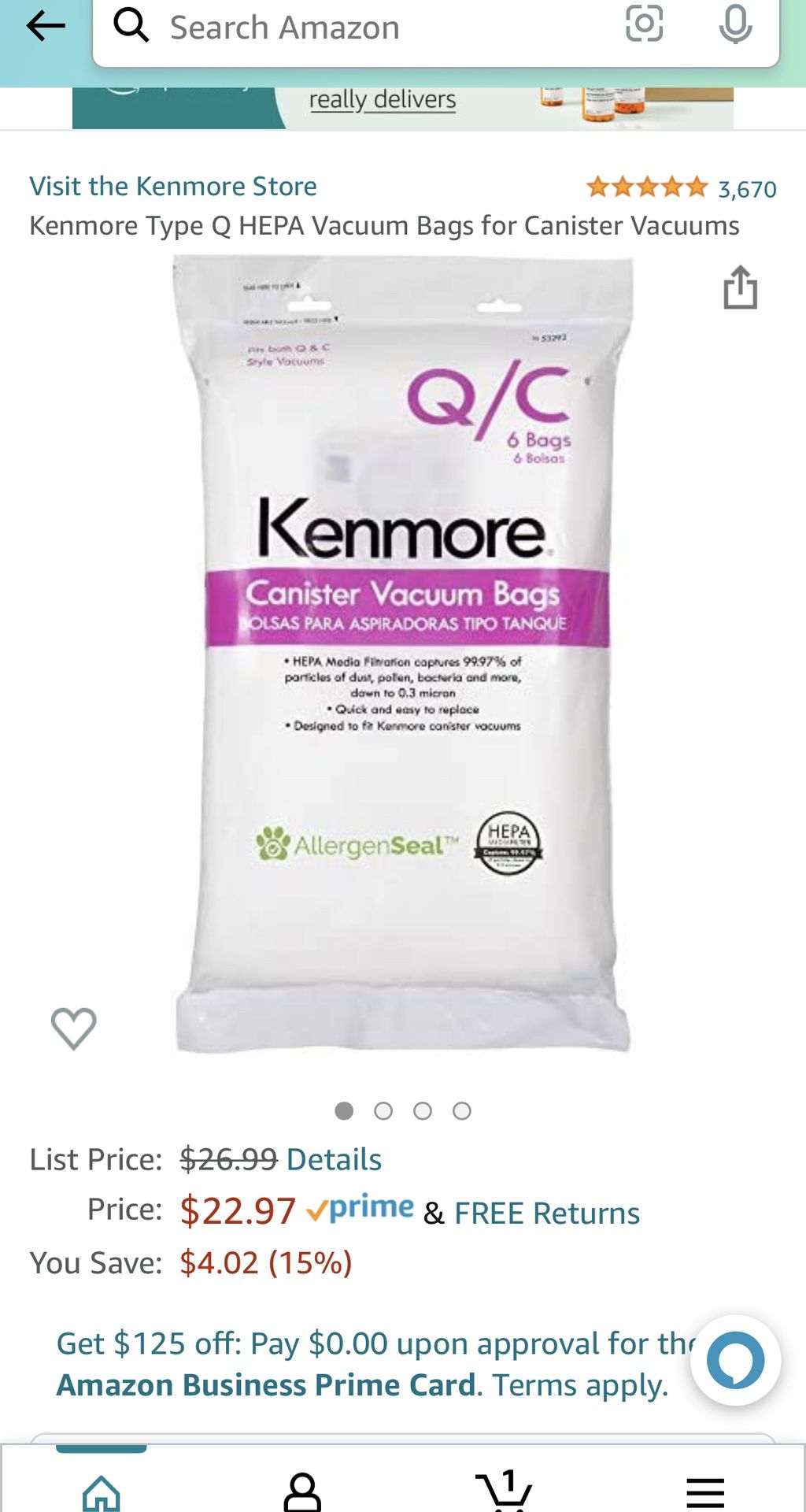 New! 6 Pack Kenmore Canister Vacuum Bags 