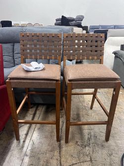 Christopher Knight Home Country Rustic 40.75 in. Walnut Finish Wood Frame Barstools with Dark Brown PU Faux Leather Cushions Set of 2