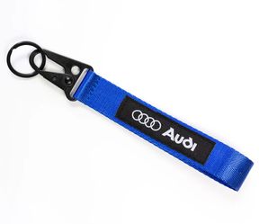 BRAND NEW JDM AUDI Blue Racing Wrist Keychain Metal key Ring Hook Strap Lanyard Universal