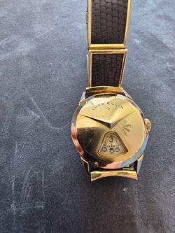 1950s Lord Elgin Chevron digital Jump Power Watch 14k goldfilled working