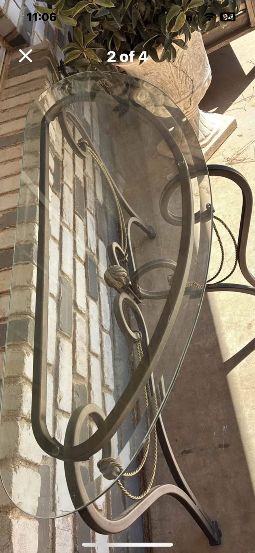 Glass Top Iron Table