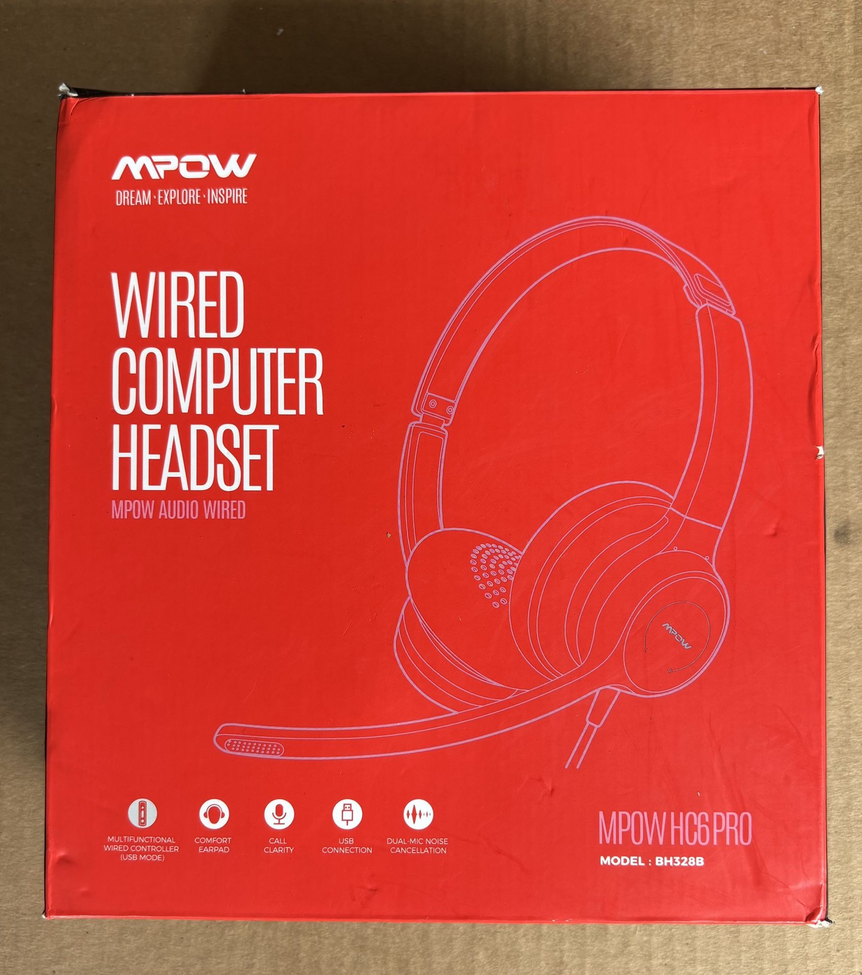 Mpow HC6 Pro USB PC Headset Computer Headphones NEW