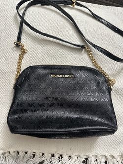 Michael Kors Women’s Black Crossbody Bag, Zip Closure, Gold Hardware, Logo