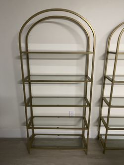 Willa Arlo Interiors "Bullard" Steel Etagere Bookcase — Gold