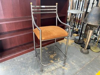 Industrial Brown Upholstered Metal Bar Stools
