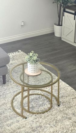 Round Glass Top Coffee Table Gold Frame