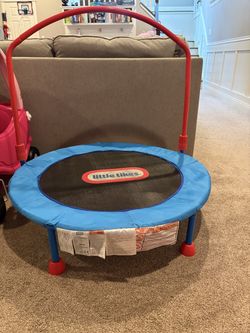 Little Tikes 25'' Round Easy Store 3' Folding Trampoline - Blue/Black/Red