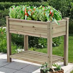 Wood Rectangular Raised Garden Bed