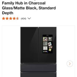 Bespoke 29 cu. ft. 4-Door French Door Smart Refrigerator with Family Hub in Charcoal Glass/Matte Black, Standard Depth