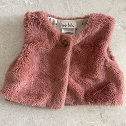 nicole miller baby faux fur pink vest 3/6 months