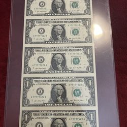 3- Fancy serial number sheets of $1 bills