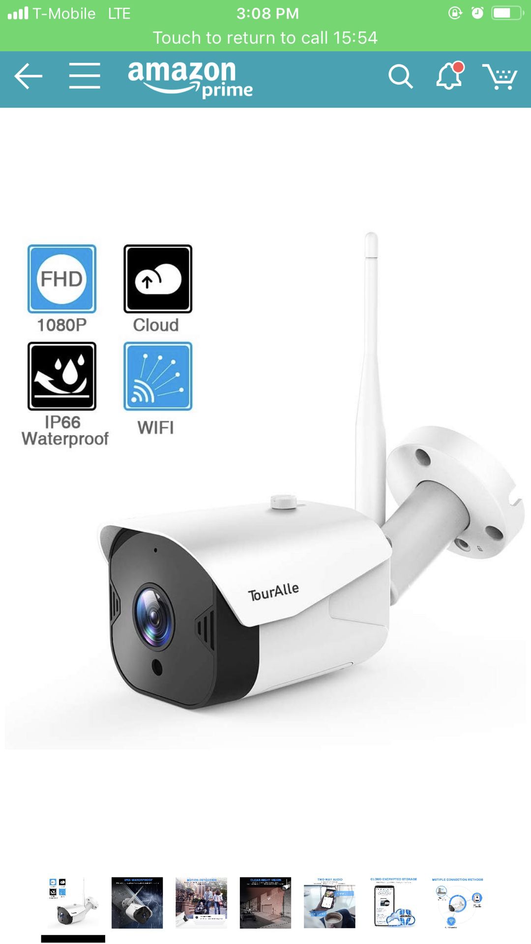 Outdoor Security Camera - TourAlle 1080P WiFi Bullet Surveillance Camera IP66 Waterproof Camera w/IR Night Vision, Activity Alarm, Encrypted Cloud &