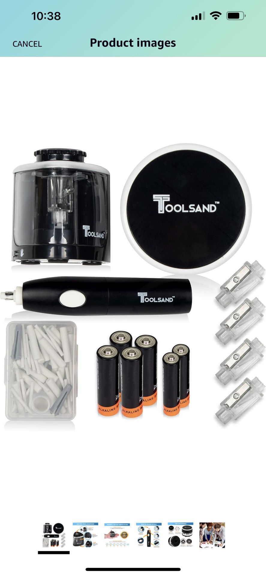 Electric Pencil Sharpener, Eraser and Vacuum Set, Batteries Included, High Speed Automatic, Battery-Powered, Best for Colored No. 2 Pencils, for Home