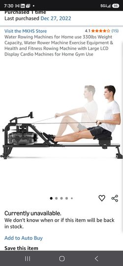 Rowing machine. New. Less than half a price. (orig price $300). Water based resistance