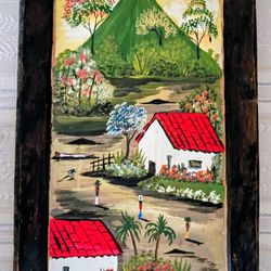 Hand Painted on Wooden Tray Folk Art 