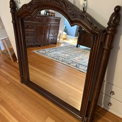 LARGE Ornate Antique Wood Mirror