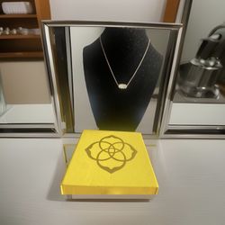 Kendra Scott Elisa Oval Light Blue Illusion Pendant And Gold Plated Necklace New