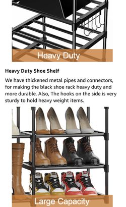 Shoe Rack for Closet, 9 Tier Shoe Organizer for Bedroom Garage Entryway, Black Shoe Shelf Customizable Heavy Duty Sturdy