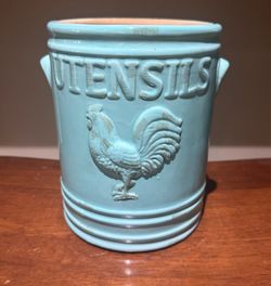 Ceramic Utensil Holder Crock - Farmhouse Rooster